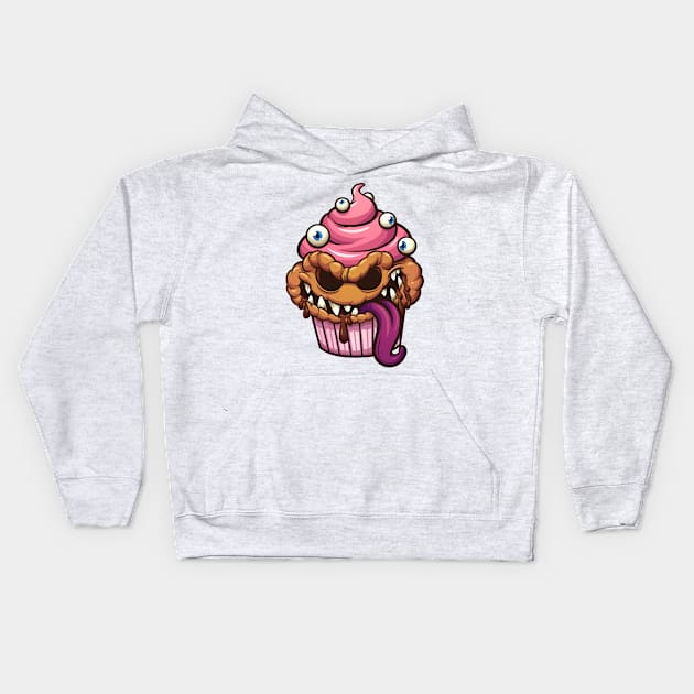 cupcake monster eye Kids Hoodie by Mako Design 